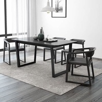 Table à manger rectangulaire mobile en bois de rose massif de style nordique et ensemble de meubles de salle à manger au design moderne