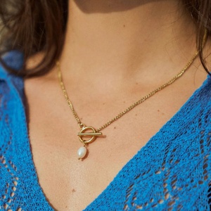 Joyería Personalizada de Lujo, Collares de Acero Inoxidable, Cadena de Perlas Naturales de Agua Dulce, Collares Impermeables para Mujer - Product Image 3