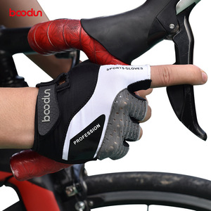 Baodun – gants de cyclisme demi-doigt en microfibre respirants pour vélo de route, VTT, unisexe, noir, blanc, gris - Product Image 2