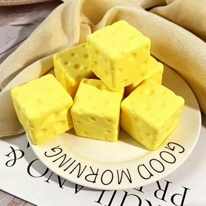 Hot Selling 7cm Yellow Cheese <b>Squishy</b> Cube Stress Relief Soft Slow Rebound PU Cheese <b>Squishy</b> Toys Squeeze Toys for Kids - Product Image 6