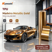 Film de protection de peinture (PPF) TPU 7,5 mil Or Métallique Madeira pour carrosserie, anti-UV, brillant, auto-réparant, à changement de couleur, en rouleau, direct usine