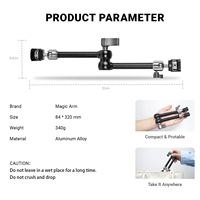 YUANYUJINGMI Bras Articulé Magique en Métal de 11 Pouces - Super Pince de Haute Qualité avec Broches ARRI 1/4\" 3/8\" pour Caméscope, Caméra d'Action et Lumière