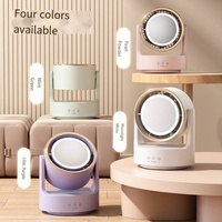 Nouveau mini ventilateur de bureau 2025 avec miroir de maquillage trois-en-un, ventilateur avec veilleuse, pour salon, chambre à coucher, ventilateur USB portable