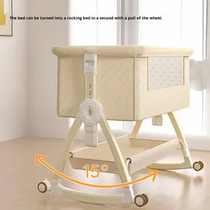 2025 nuovo modello di culla per bambini mobile pieghevole Multi-funzionale letto convertibile grande letto Anti-Spit-Up attrezzatura da gioco per attività - Product Image 1