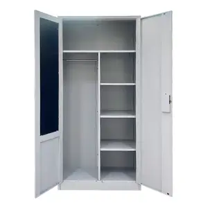 modern home closet cabinet iron custom mirror locker 2 swing door metal steel printed glass wardrobe