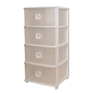 Pratika Plus 4 Drawer <b>Storage</b> <b>Unit</b> 375x370x800mm White <b>Plastic</b> Organizers - Product Image 3