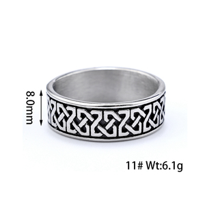 Low MOQ RTS Modeschmuck 8mm Edelstahl Nordic Viking <span class=keywords><strong>Ring</strong></span> Licht Scandian via Irish Celtic Knot Band Ringe für Männer - Product Image 6