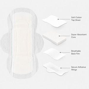 Serviettes hygiéniques en coton biologique ultra-fines avec ailettes, absorbantes, respirantes, serviettes féminines, vente en gros, OEM, étiquette privée - Product Image 4