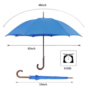 Parapluie de luxe personnalisé de 23 pouces en forme de J avec manche en bois, en pongee 210T, cadeau d'affaires avec design droit et impression de logo pour utilisation hôtelière - Product Image 6