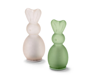 Toptan Yüksek Kaliteli Renkli Cam LED Tavşan ve Kanatlı Tavşan Masaüstü Dekorasyonu Zamanlayıcı Fonksiyonlu Paskalya İçin Uygun 2'li Set - Product Image 1