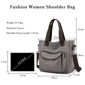 <b>Canvas</b> Tote Bag for Women Men Large Capacity Crossbody Shoulder <b>Handbag</b> Top Handle Satchel - Product Image 2