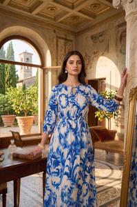Vestido Formal de Algodón con Estampado Floral para Mujer, Vestido Elegante con Diseño de Flores Caladas para Fiestas de Verano y Ocasiones Especiales - Product Image 2
