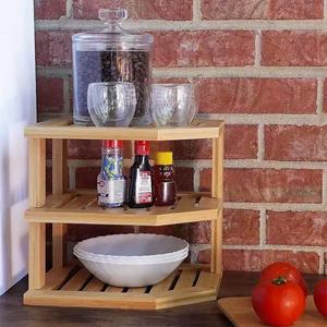 Trépied d'angle en <span class=keywords><strong>bambou</strong></span> à 3 couches pour organiser les supports de rangement et les supports pour épices et condiments de cuisine - Product Image 5