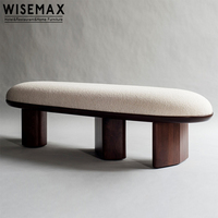 WISEMAX — meuble 1 pièce, repose-pieds confortable et doux, couleur crème, pour salon, chaise longue en bois, meuble de chambre à coucher, de maison