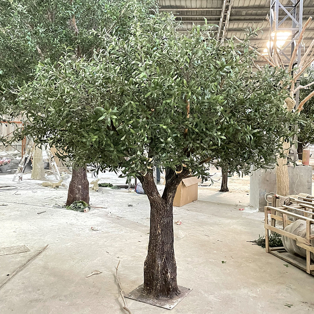 Artificial Fiberglass Metal Faux Black Olive Trees 7ft 6ft Tall Handmade Small Artificial Plants With Base for Home Decor Indoor