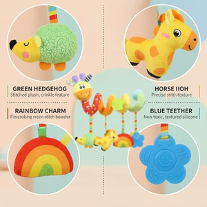 Jouet suspendu personnalisé pour bébé, animal en peluche, hochet, spirale, jouet de confort doux pour bébé, jouet à suspendre à la poussette - Product Image 5