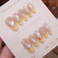 Ongles en gel perlé peints à la main, luxe, courts, en forme d'amande, à presser, réutilisables, manucure minimaliste, fournisseur en gros