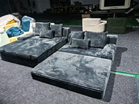 Vakuumkomprimiertes Sektional-Sofa aus Samt in Blau, Komprimiertes Schlafsofa für Wohnzimmer