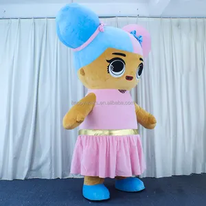 快乐漫步2023定制商业充气卡通粉色女孩角色扮演行走动物充气吉祥物派对服装