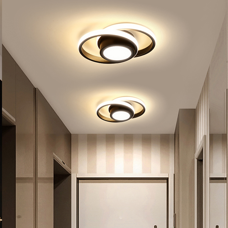 Modern LED Corridor Ceiling Lamps White Black Iron Acrylic for Living Room Hotel IP44 Light Source AC Lighting Solutions Service