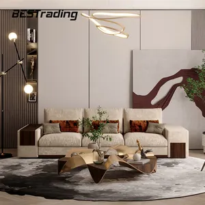 유럽 이탈리아 현대 디자인 소파 거실 가구 실내 장식품 고품질 회색 우단 직물 소파