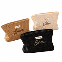 Pochette de maquillage tissée pour demoiselle d'honneur, design simple, trousse de toilette de voyage, logo brodé personnalisé, sac à cosmétiques