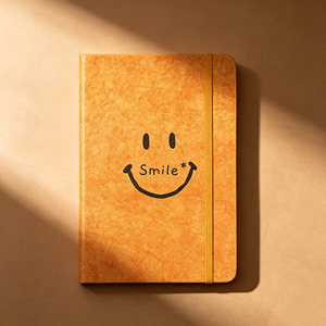 Cuaderno Vintage con Estampado de Sonrisa Naranja, Diario de Tapa Dura con Banda Elástica para Escribir y Planificar - Product Image 4