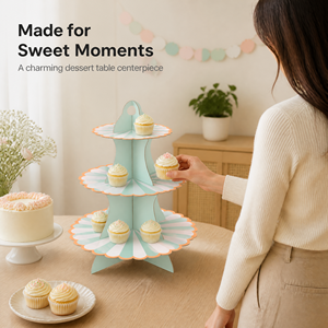 3 katmanlı Cupcake tatlı kağıt standı vitrin rafı doğum günü düğün parti malzemeleri kek dekorasyon pasta tabağı standı - Product Image 2