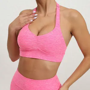 Adjustable Shoulder Straps Sports Bra Fast-Drying And Tight Fit Neck Type For Running Yoga Underwear For Plus Size