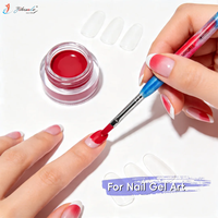 Nuevo Set Profesional de 10 Pinceles de Uñas Acrílicos con Degradado de Purpurina Azul y Rosa para Arte de Uñas, Esmalte en Gel UV y Pintura Francesa