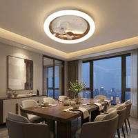 Ventilateur de plafond décoratif à LED facile à installer, avec éclairage créatif en forme de silhouette de montagne, montage en surface, idéal pour les projets de maisons neuves