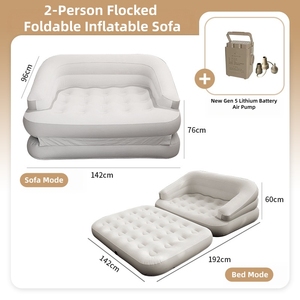 Canapé-<span class=keywords><strong>lit</strong></span> gonflable pliable portable, matelas pneumatique <span class=keywords><strong>2</strong></span> <span class=keywords><strong>places</strong></span>, canapé <span class=keywords><strong>de</strong></span> <span class=keywords><strong>camping</strong></span> floqué pour l'extérieur et l'intérieur avec pompe à air intégrée - Product Image 3