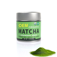 Poudre de Thé Vert Matcha Biologique de Qualité Cérémoniale Style Japonais Marque Blanche avec Emballage en Boîte Métallique
