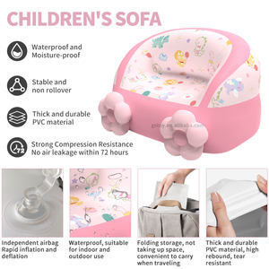 زهرة وردية صالة هوائية للأطفال نمط ديناصور التخييم نفخ أريكة وسادة قابلة للإزالة وسادة قابلة للنفخ للأطفال - Product Image 4