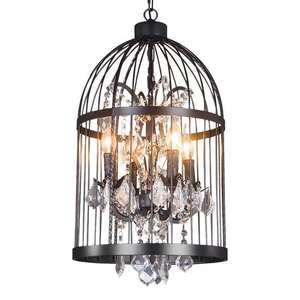 JACKSUN Creative <span class=keywords><strong>Birdcage</strong></span> Crystal Chandelier Lámpara de hierro forjado Restaurante bar Tienda de ropa Luz colgante - Product Image 6