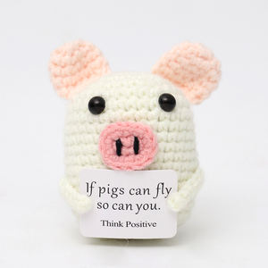 Figurine de cochon miniature <span class=keywords><strong>tricot</strong></span>ée à la main, créative, pour la <span class=keywords><strong>d</strong></span>écoration de la chambre, écologique, amusante, positive, en crochet, cadeau pour la chambre des enfants - Product Image 1