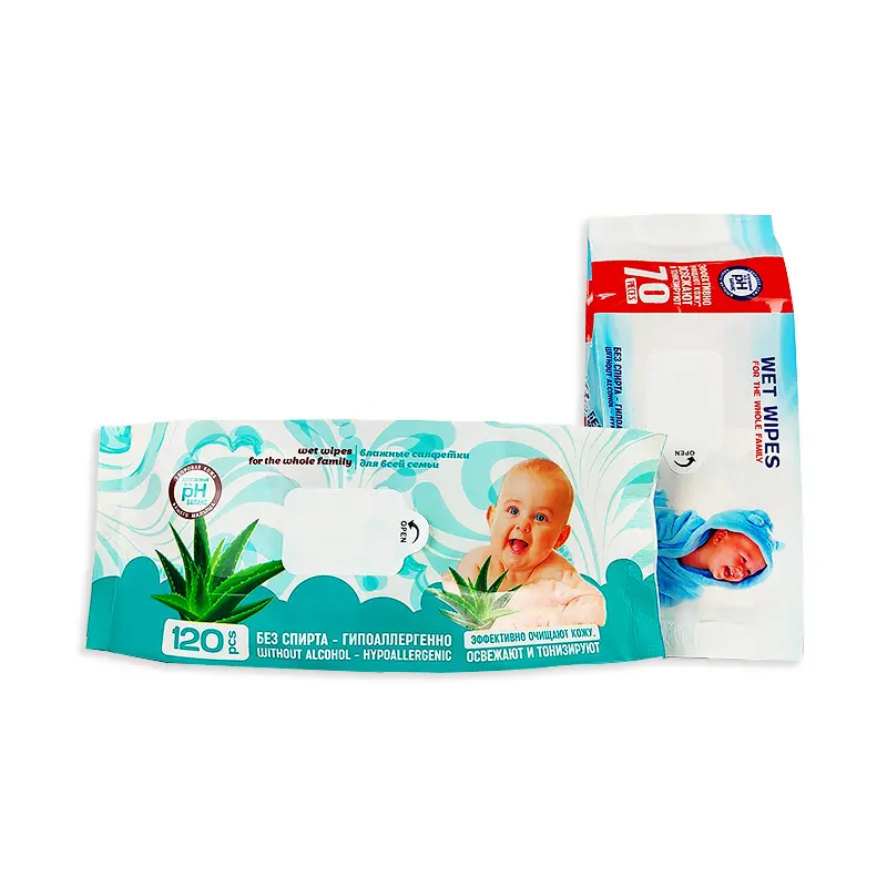 Kunden spezifische Hautpflege-Verpackungs tasche Baby reinigung tragbare nasse Handtuch kissen aufkleber Plastik verpackungs tasche