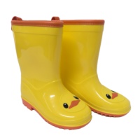 Bottes de pluie imperméables en PVC pour enfants Canard de dessin animé jaune