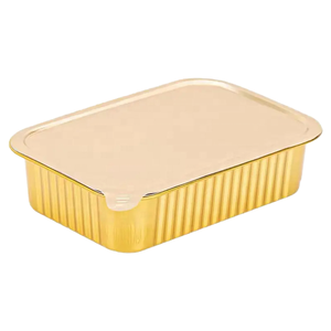 RE3G Microwaveable Prepared Meal Container <b>Aluminum</b> Food <b>Tray</b> With Lids 32oz 1000ml - Product Image 1
