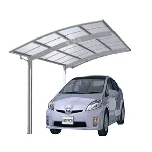 white champagne grey color aluminum carport with polycarbonate solid sheet for car parking