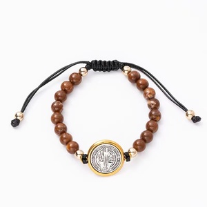 Pulsera de Rosario católica con cuentas hecha <span class=keywords><strong>a</strong></span> mano personalizada con Medalla <span class=keywords><strong>Milagrosa</strong></span> encanto cuentas de piedra hilo pulsera de San Benito - Product Image 6