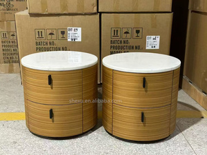 Shexu Modern Luxury Bedroom Furniture 2 Drawers Wood <strong>Round</strong> Nightstand <strong>Bedside</strong> <strong>Table</strong> - Product Image 2
