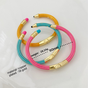 Nouveau bracelet tendance en laiton plaqué or 14 carats, style créatif et mode, avec gouttes d'huile et émail coloré, personnalisable - Product Image 2