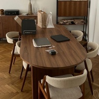 MORE DESIGN Table à manger ovale moderne nordique simple en bois pour 4 à 6 personnes, pour la maison, la cuisine, le restaurant