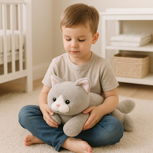 دمية قطة محشوة ثقيلة الوزن 5 رطل، وسادة قطة مستلقية، قطة محشوة ناعمة للراحة والنوم - Product Image 3