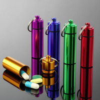 Boîte à pilules en aluminium, boîte à pilules bouteille Cache-bouteille conteneur porte-clés médicaments soins de santé étanche Durable Mini porte-clé
