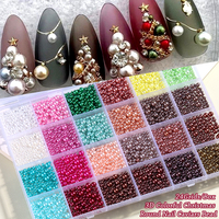 Perles de Noël en plastique avec strass, billes de caviar 3D, mini-perles de couleurs mélangées, micro-billes, breloques pour ongles, perles de différentes tailles, art des ongles de Noël