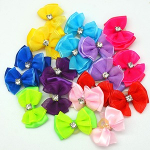Moños para Perros con Pedrería Brillante, Color Sólido, Estilo Ins, Accesorios para Mascotas de Poliéster, Bandas Elásticas para el Pelo de Perros para Verano e Invierno - Product Image 3