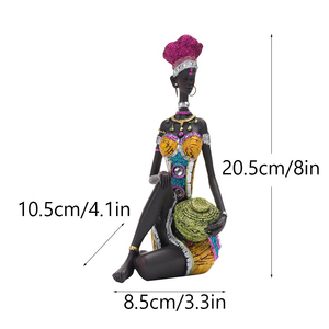 Estatuilla de resina de África ESTATUA DE MUJER NEGRA escultura Tribal de dama para Decoración de mesa sala de estar decoración del hogar - Product Image 3