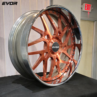 Jantes forgées EVOR en alliage d'aluminium, 2 pièces, 18-28 pouces, 5x120.65, plaqué or, chrome, lèvre profonde, GT500 Chevrolet